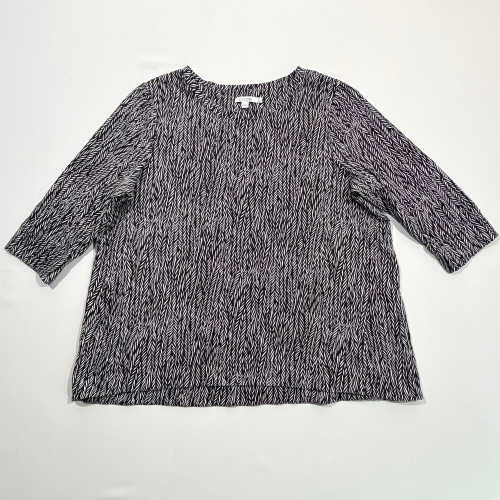 Chicos‎ Top 4 XXL Black White Chevron Knit Shirt OfficeSiren Minimalist